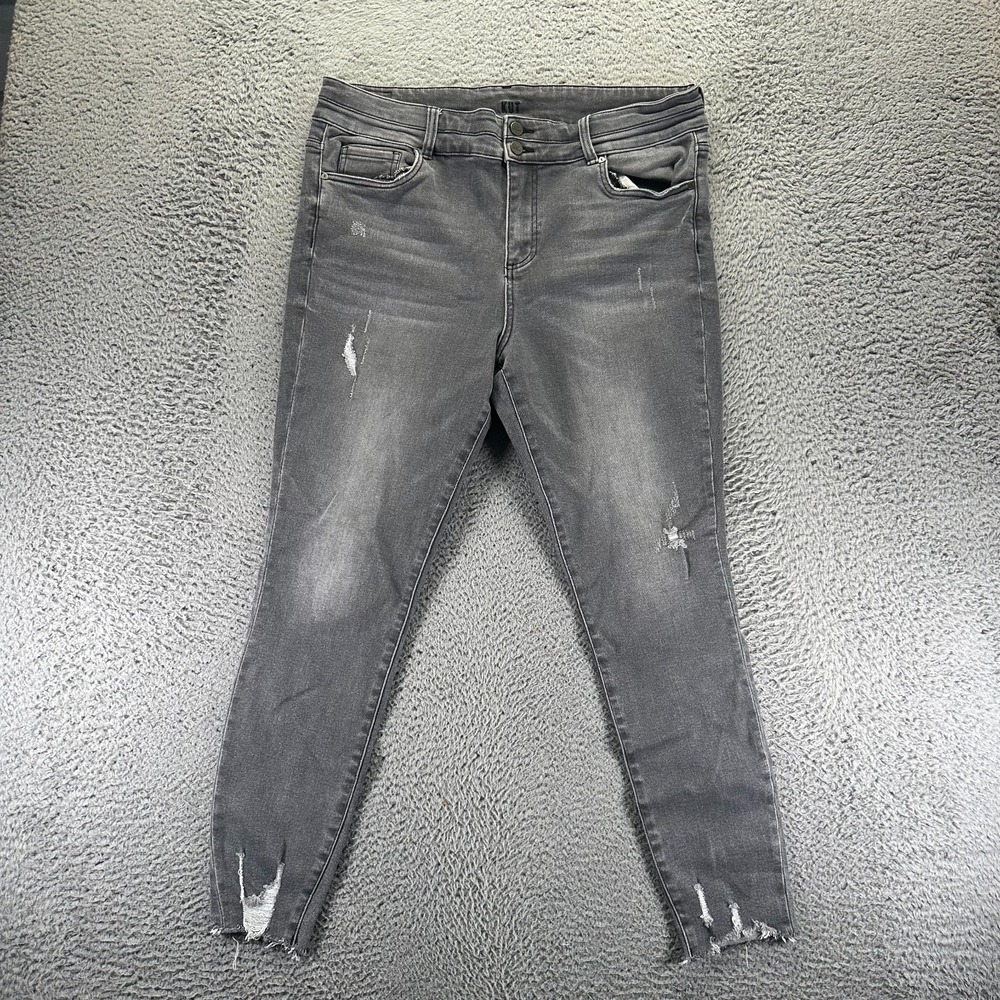 Kut From The Kloth Toothpick Jeans Womens 16 Gray Denim Skinny Leg Faded Stretch